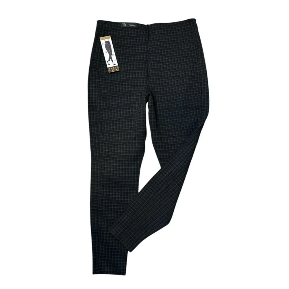 Liverpool LA Carolyn Classic Ankle Leggings‎ Size 14/32 Black Plaid Pattern NWT